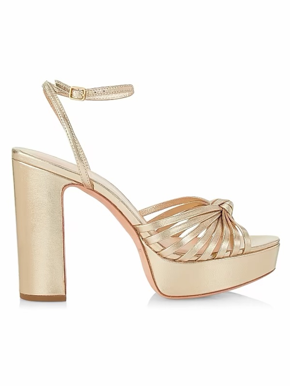 Loeffler Randall Rivka 120MM Metallic Leather Knot Platform Sandals